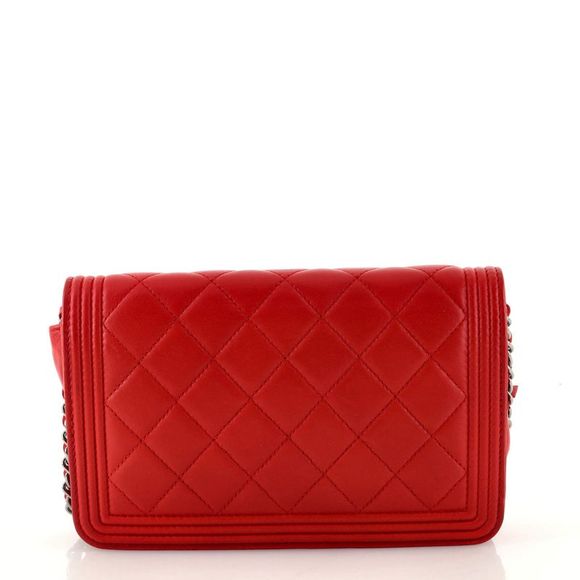 Chanel Boy Wallet on Chain Quilted Lambskin Red - Picture 4 of 7